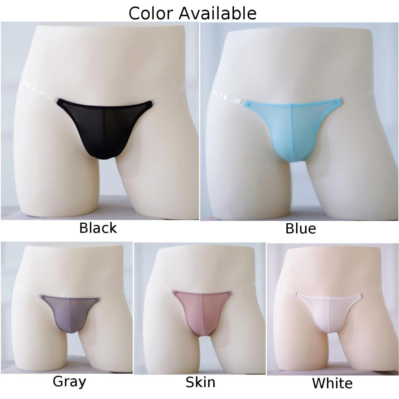 Sexy Lingerie Ice Silk Transparent Invisible Adjustable Waistband Men Bulge Pouch Briefs G-String Thong Underwear Panties Thongs