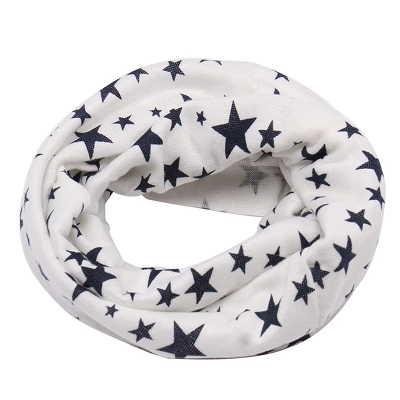 Autumn Winter Outdoor Neck Warmer O Ring Scarf For Kids Baby Cotton Neck Scarf Cute Star Print Children Warm Scarf Kids Collar