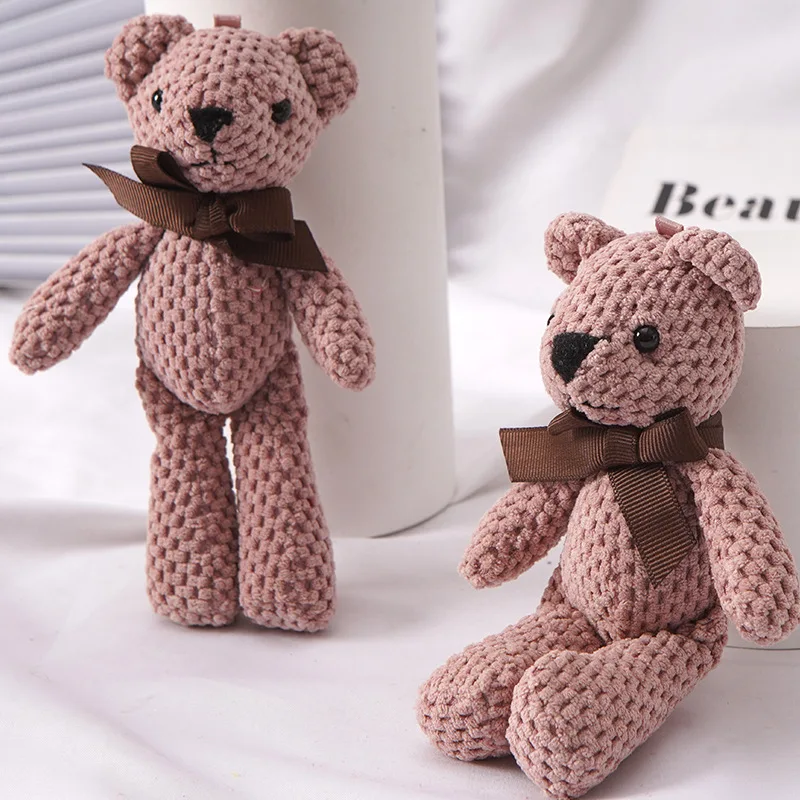 15/20cm urso recheado brinquedos de pelúcia do bebê bonito vestido chave pingente bonecas presentes aniversário festa de casamento decoração 1pcs