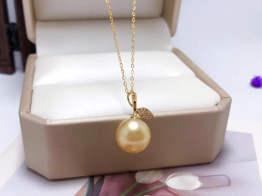 SHILOVEM 18k Gold  Pearl pendant New Birthday Christmas Gift Fashion Wholesale Women none necklace 10mm yzz10-10.500zz