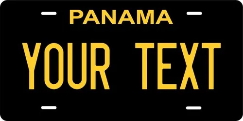Panama Black Yellow Custom Personalized License plates Auto Bike Motorcycle Aluminum
