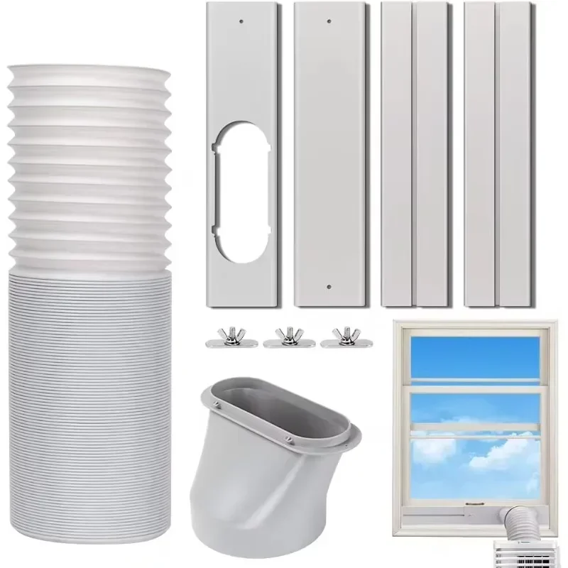 Portable Air Conditioner Window Vent Kit, Adjustable Window Seal with 5.9 Inch Diameter, 59 Inch Length Exhaust Hose