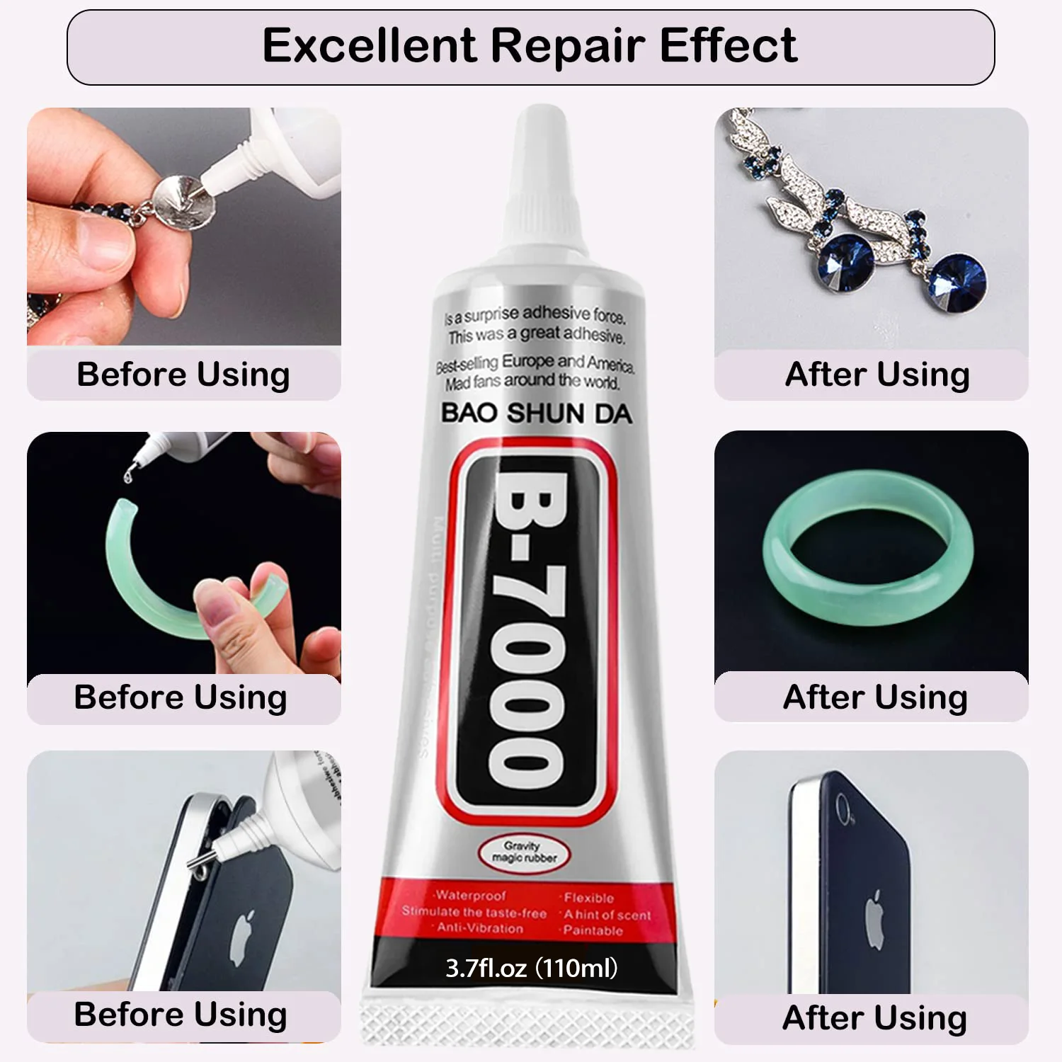 large capacity B-7000 Transparent Phone Screen Repair Glue B7000 Universal Glass Plastic DIY Adhesive With Precision Applicator.