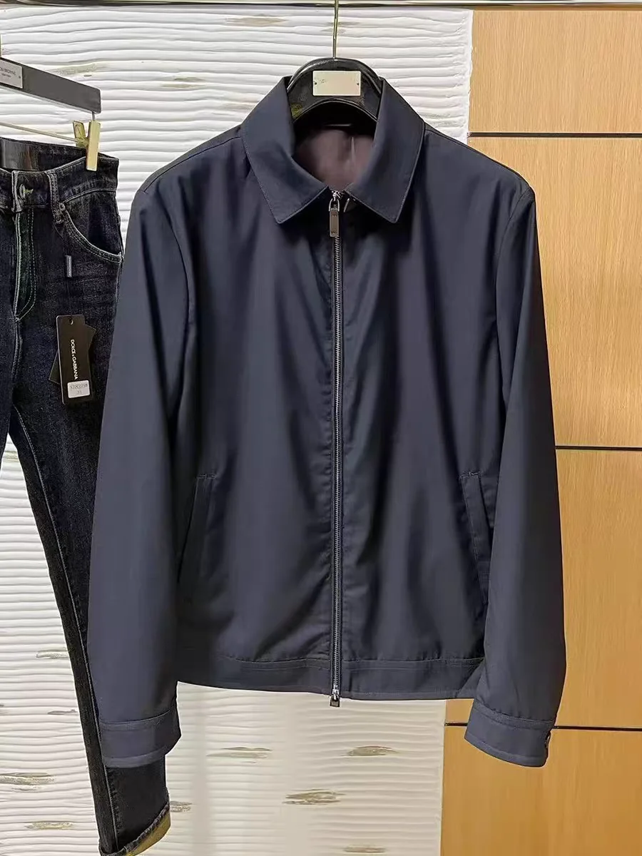 

Silk Wool Casual Collar Jaet Men's Adstrative Coat Spring Autumn Faion Busin Stand Fit Linen 00% Zipper Closure