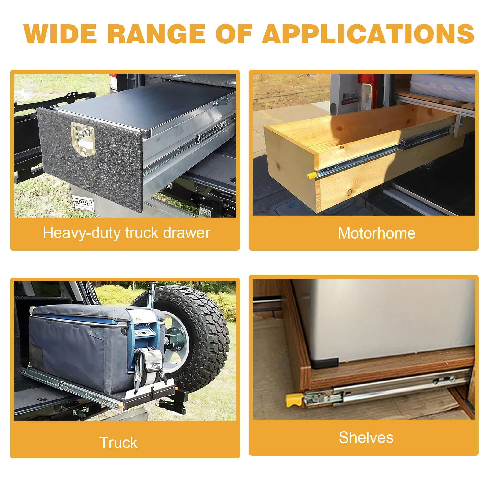 

1 Pair 44 Inch Heavy Duty Drawer Slides with Lock Side Mount Full Extension Ball Bearing Rails Glides Tool Box Runner
