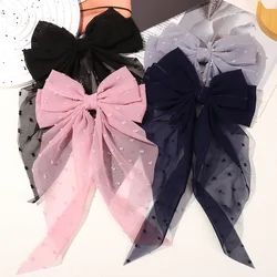 8Colors Elegant Bow Ribbon Hair Clip Women Solid Satin Spring Clip Ponytail Bow Fashion Simple Hairpin Girls Hair Accessories