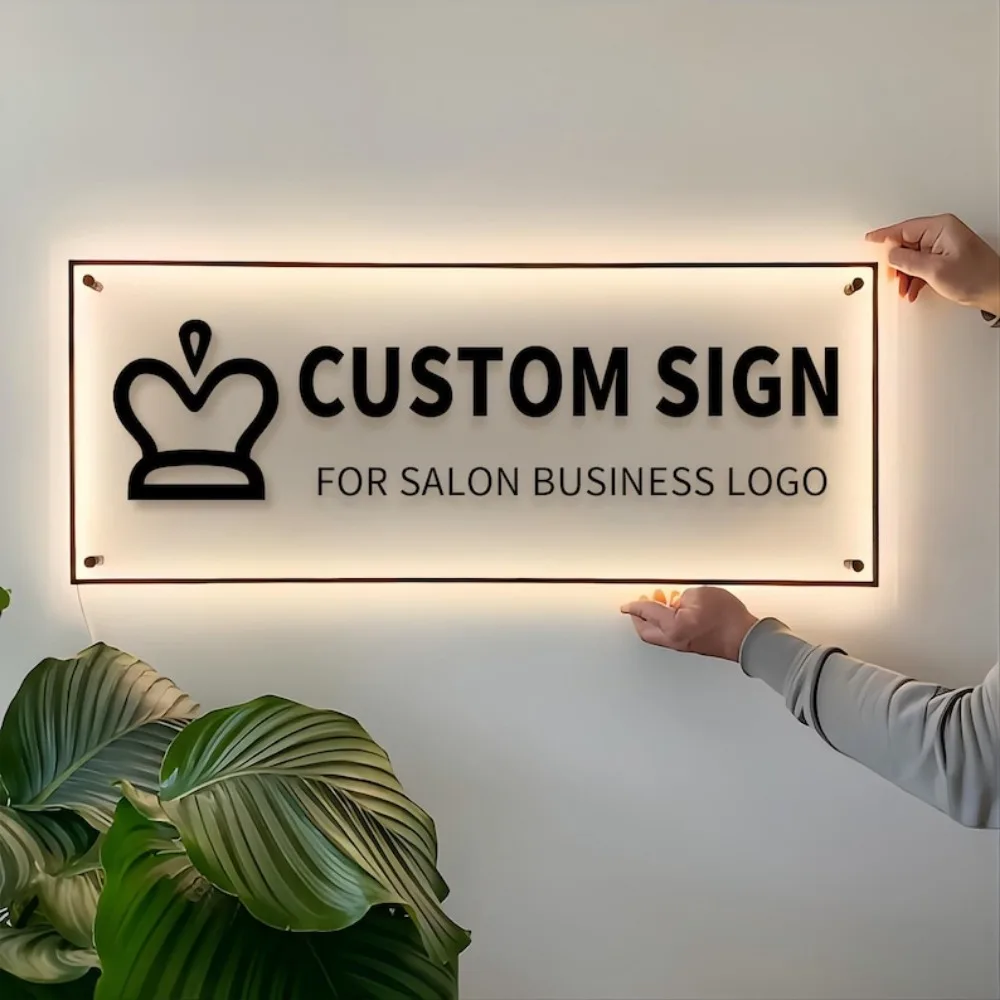 Custom Acrylic Signs LED Neon Signs For Business Logo Backlit Sign Beauty Salon Nail Hair Studio Acrylic Metal Signs Drop Ship