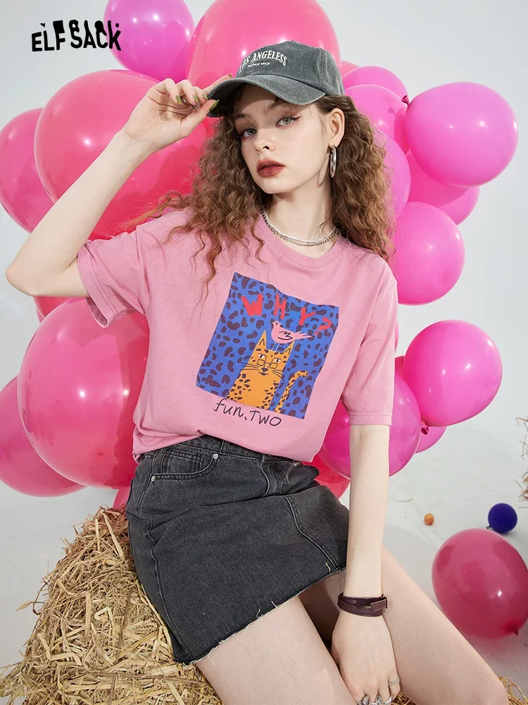 

Свободная женская футболка с коротким рукавом в повседневном стиле, с принтом в стиле стрит-панк, летняя новинка, модный повседневный топ, из смесового полиэстера и хлопка