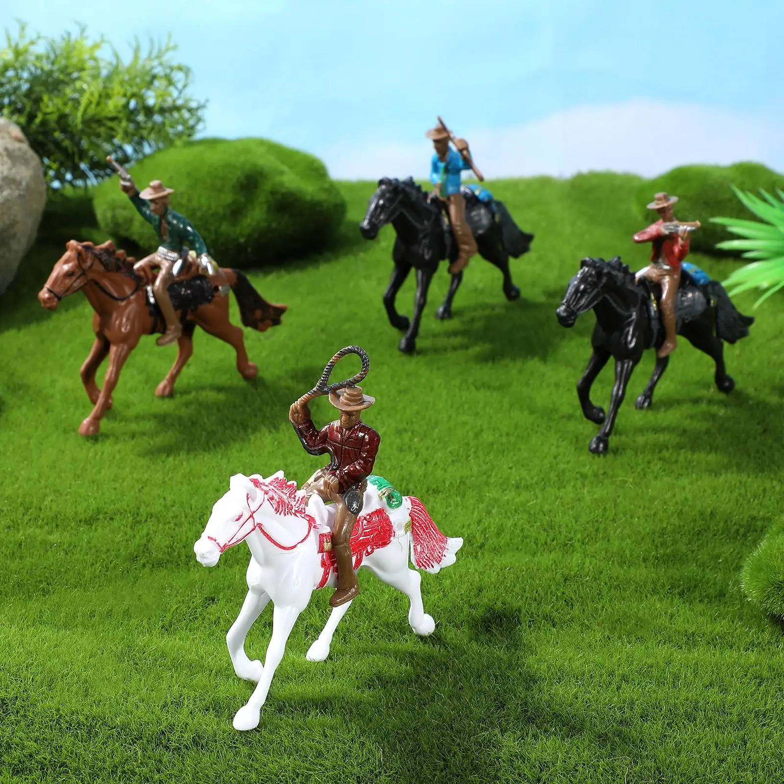 Cowboy Toys Plastic Figures Decorations Riding Figures Kids Models Character Model Toy Lifelike Details Strong Sturdy Compact