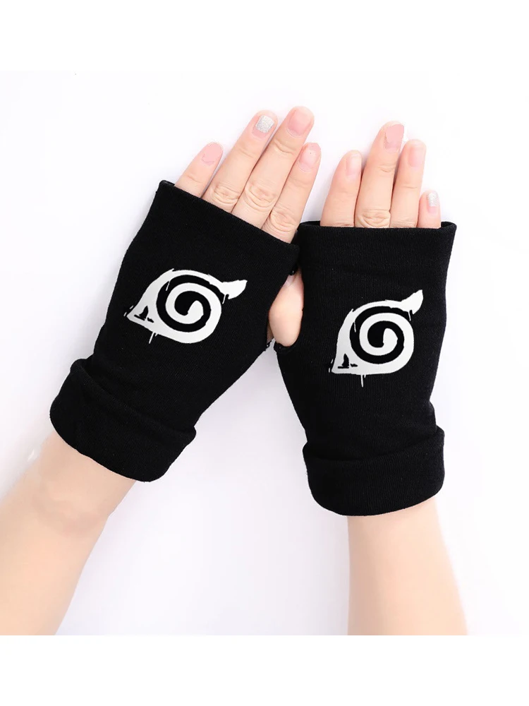 Anime Naruto Noctilucence rękawiczki opaska frotowa na nadgarstek Cosplay Akatsuki Itachi bez palców fluorescencyjne rękawiczki na nadgarstki