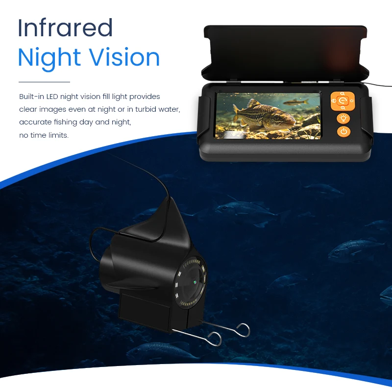 Underwater Fishing Camera Winter Fish Finder 4.3’’ Screen 15M/30M Cable Waterproof for Sea/River/Lake Fishing with Night Vision