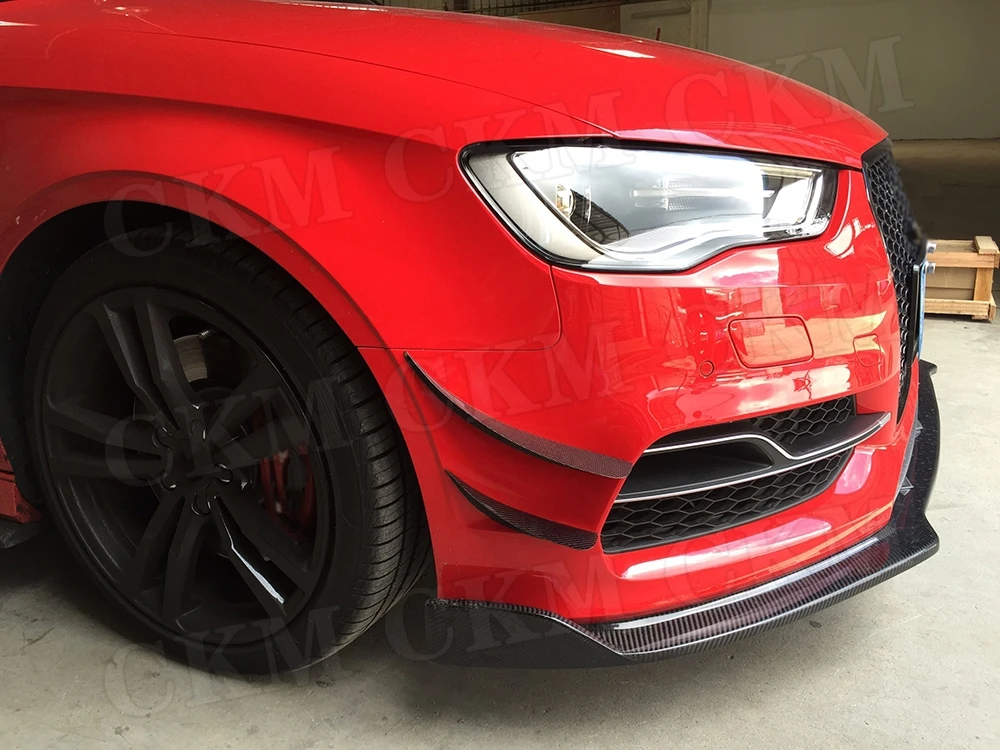 

CKMUUER 4 PCS Carbon Fiber Front Bumper Side Canards Splitter Fins Winglet For Audi A3 S3 Sedan 2014~2018 Car Accessories
