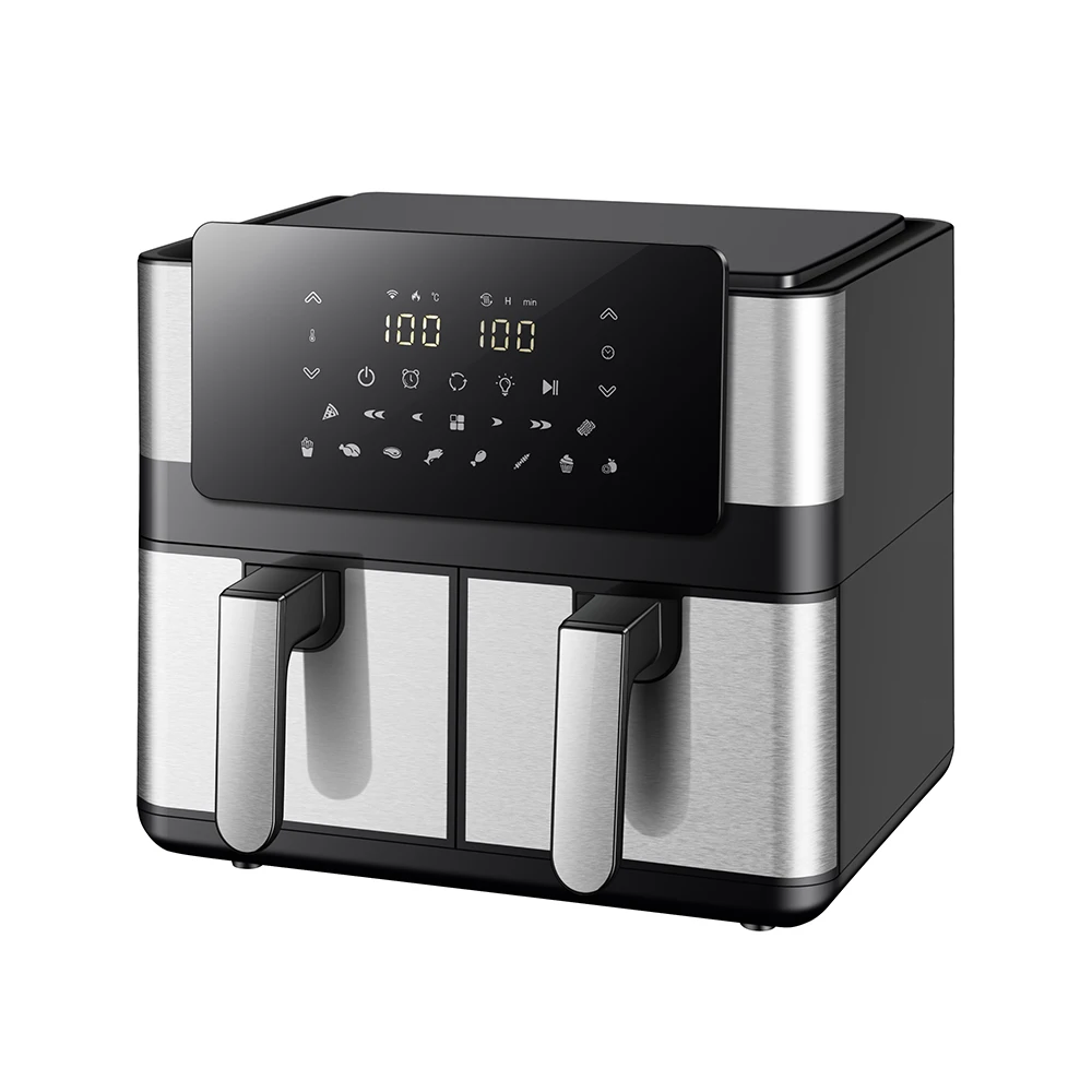 

2026 New Model Multi-functionalHot Selling Dual Zone air Fryer 9L 2400W Stainless Steel Digital Double air Fryer