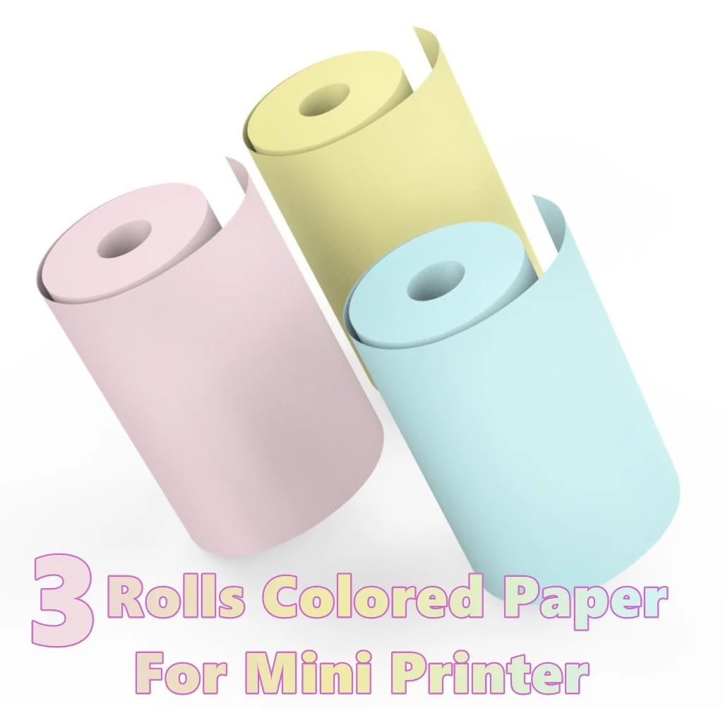 Mini Printer Paper 57mm Width Color White Continuous Paper Self-Adhesive Transparent Sticker Rolls for Portable HD Photo Printer