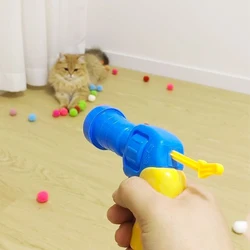 Plush Ball Shooting Gun Cat Toys Interactive Kittens Mini Pompoms Launcher Games Pet Accessories Supplies Indoor Cats Self Play