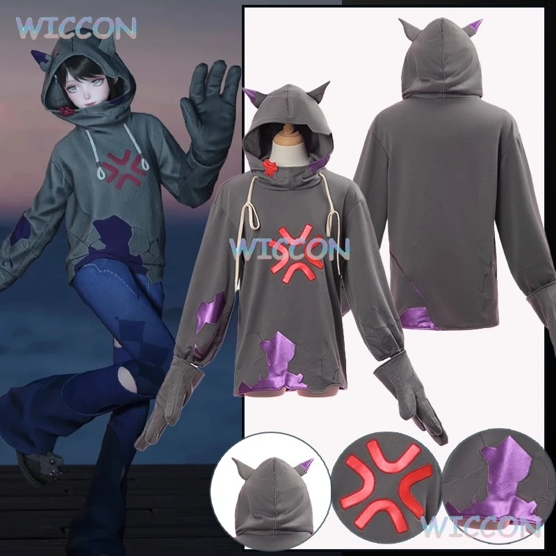 

Game Infinity Nikki X Open World Dark Grey Hoodie Gloves Angry Stone Man Cosplay Hooded Sweatshirt Women Men Halloween Roleplay