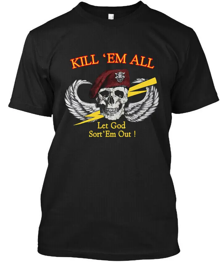 NWT Vintage Kill Em All Let God Sort Out 1985 Retro Art T SHIRT S 4XL