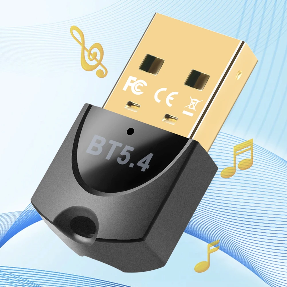 USB Bluetooth-Compatible 5.4 Adapter Audio Transmitter Receiver Driver Free Music Audio Receiver for PC Laptop Wireless Speaker