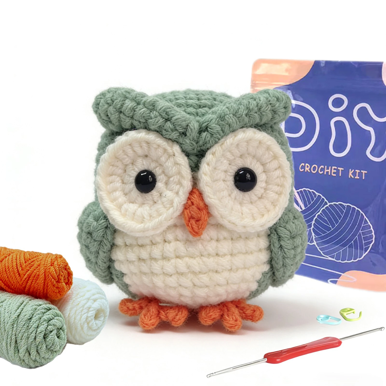1-teiliges Häkelset Eule DIY Häkelnadel-Set mit Anleitungshandbuch und Video-Tutorial (Zubehör in zufälliger Farbe)