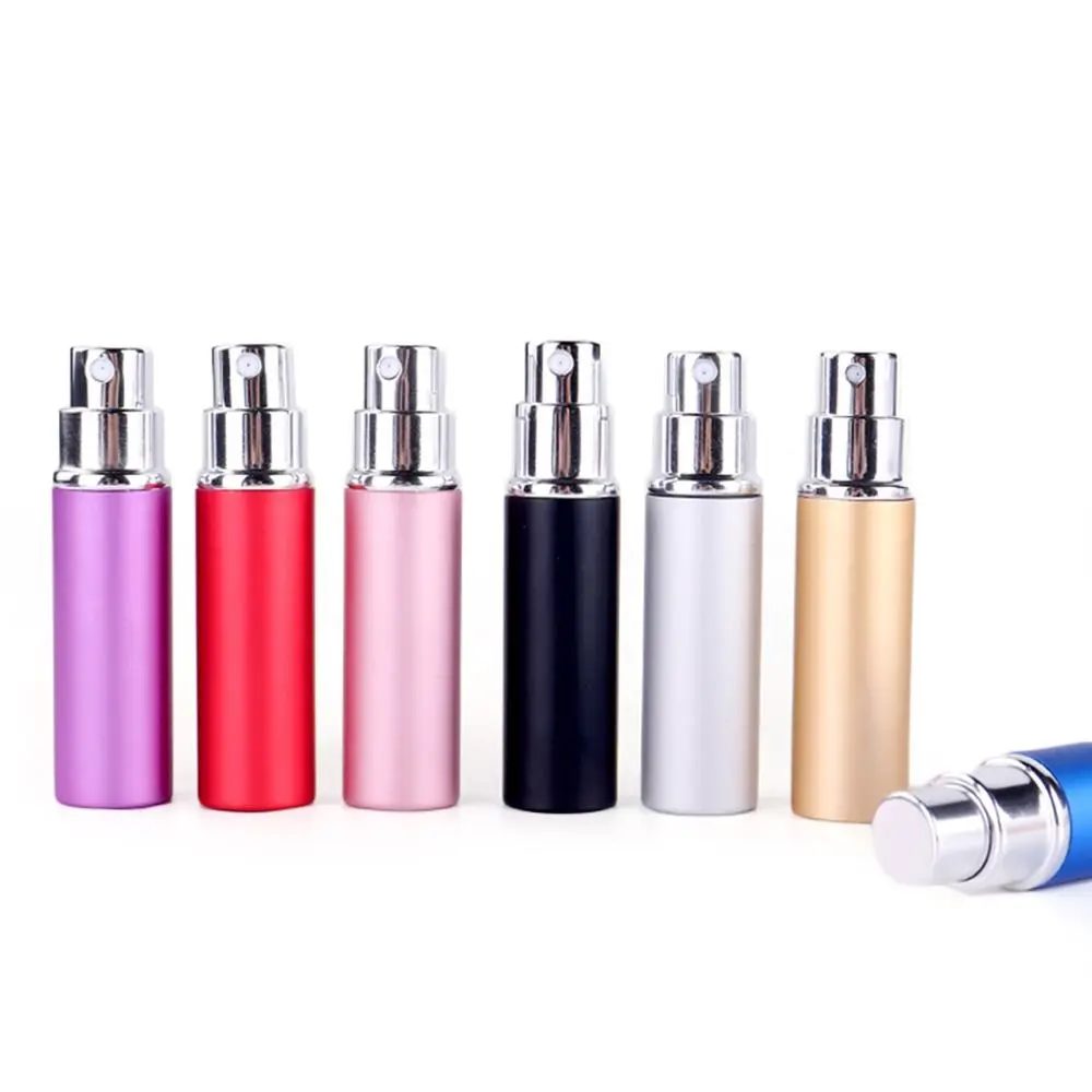 Colorato portatile 5ml profumo atomizzatore contenitore liquido cosmetici viaggio Mini alluminio Spray alcool bottiglia vuota riutilizzabile