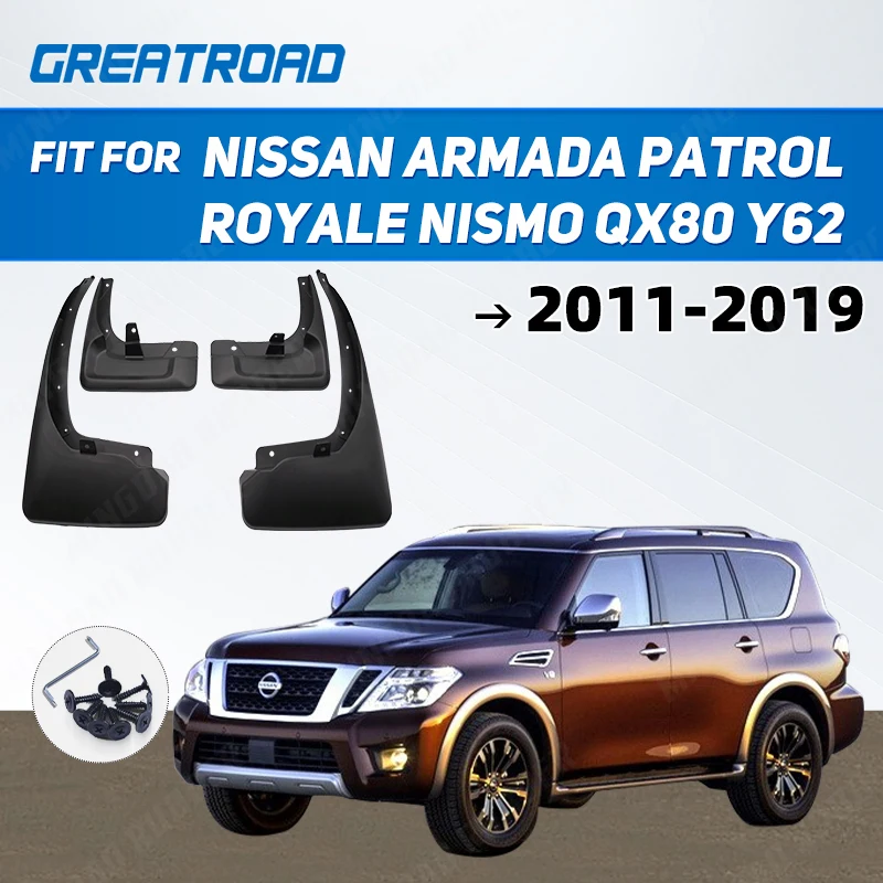 4PCS Mud Flaps Mudguard For Nissan Armada Patrol Royale Nismo QX80 Y62 2011-2019 Splash Guard Mudflap 2012 2013 2014 2015 2016