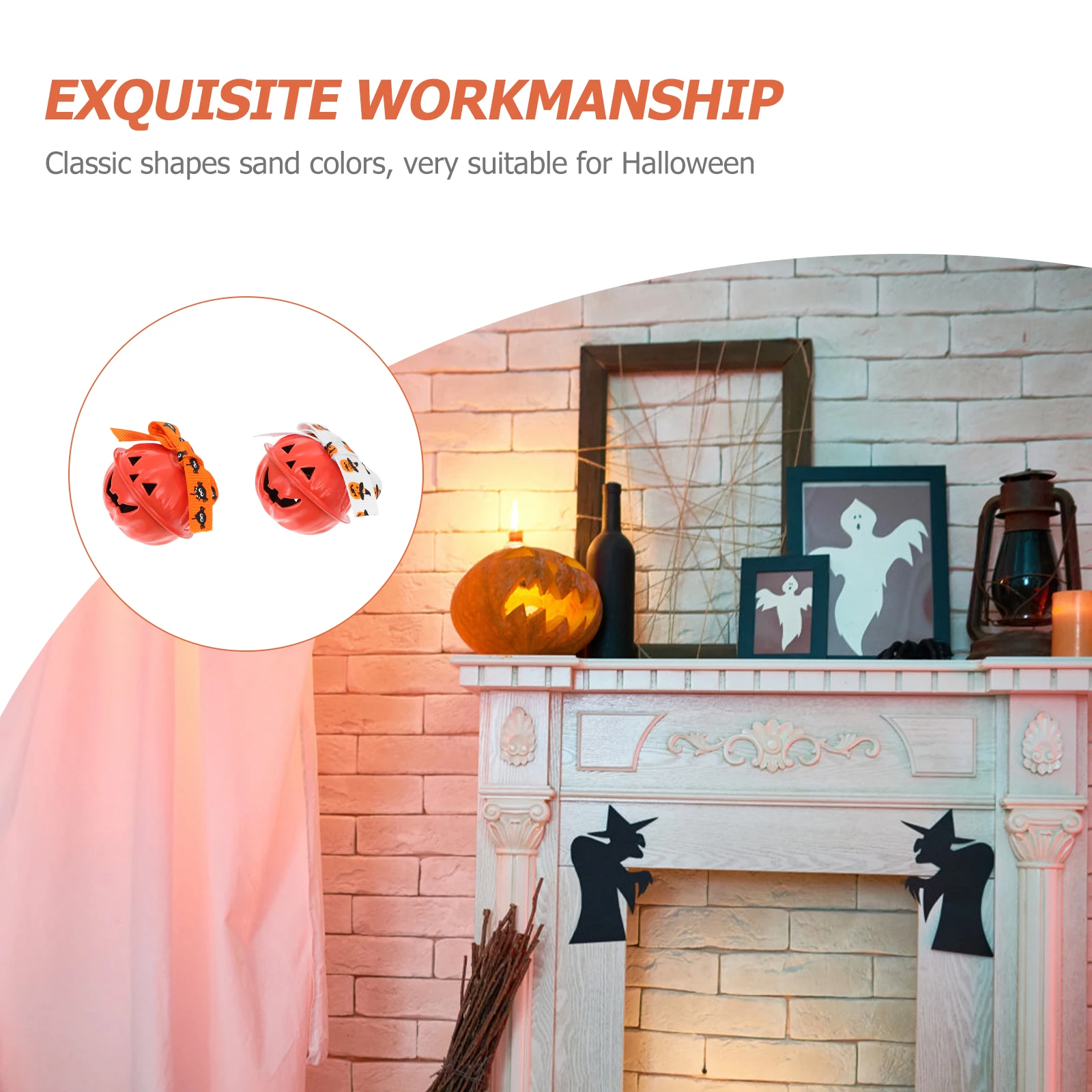 

12 pcs Halloween 3D Pumpkin Pendants Orange Color Thick Texture Small Exquisite Classic Shape Fine Craftsmanship Sturdy Durable