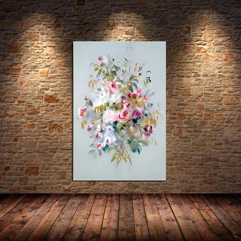 Abstract Watercolour Blue Orange Flower Oil Painting On Canvas Poster And Print Picture Wall Art Cuadros Home Room Decoration
