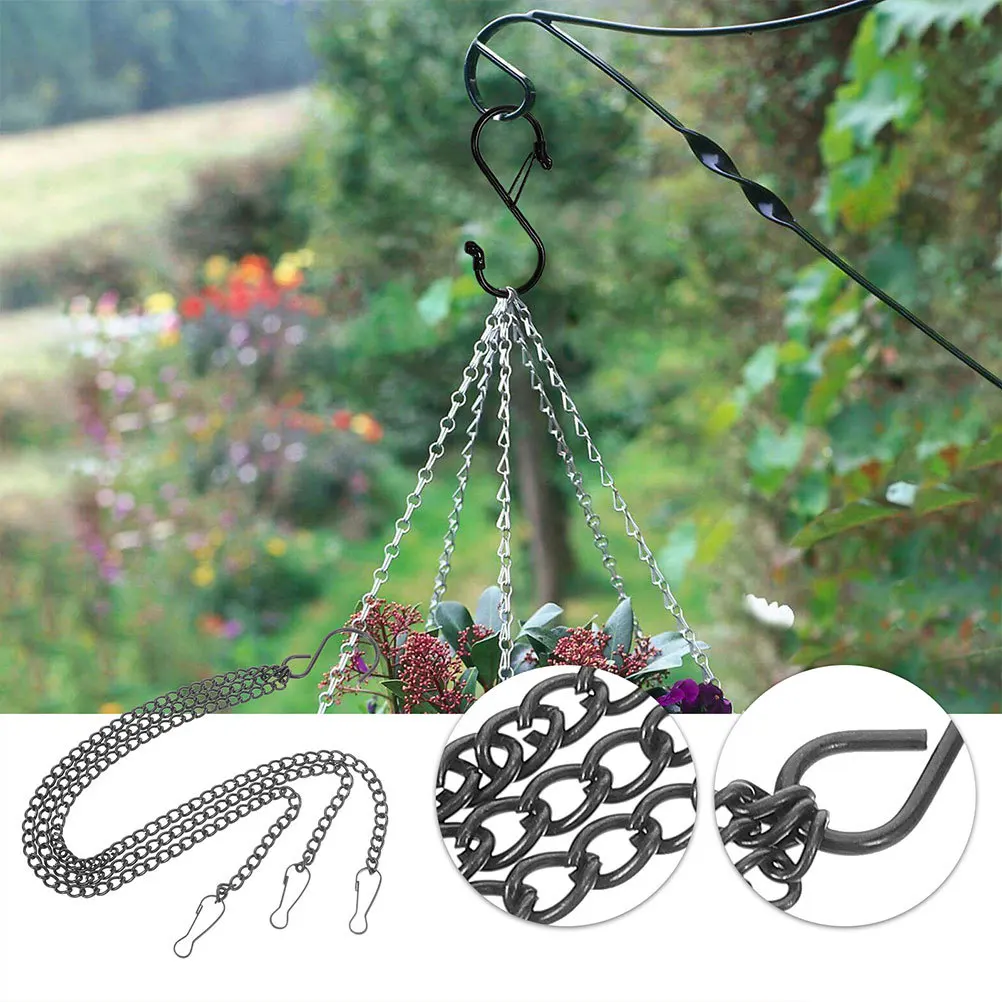 

3pcs Hanging Basket Chains Flower Pot Replacement Chain Hanger Adjustable Plant Pot Chains For Bird Cage Iron Hook Links Garden