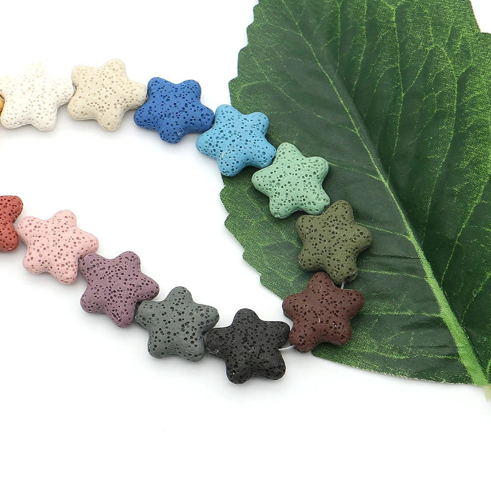 Classic Star-Shaped Dyed Volcanic Rock Semi-Precious Stone Straight Hole Bead 20x21mm For Jewelry Making DIY Necklaces Bracelets