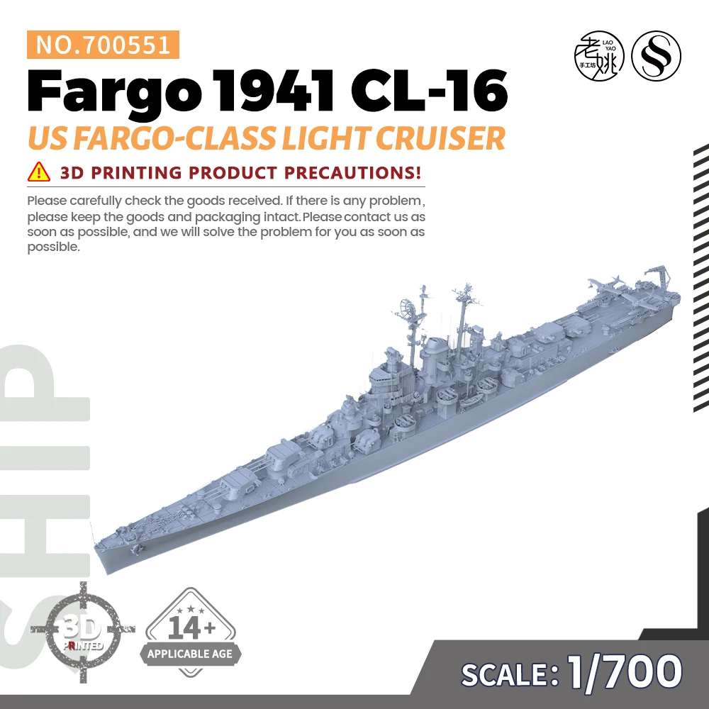 

SSMODEL SS700551/S 1/700 Military Model Kit US Fargo Fargo-class Light Cruiser CL-106