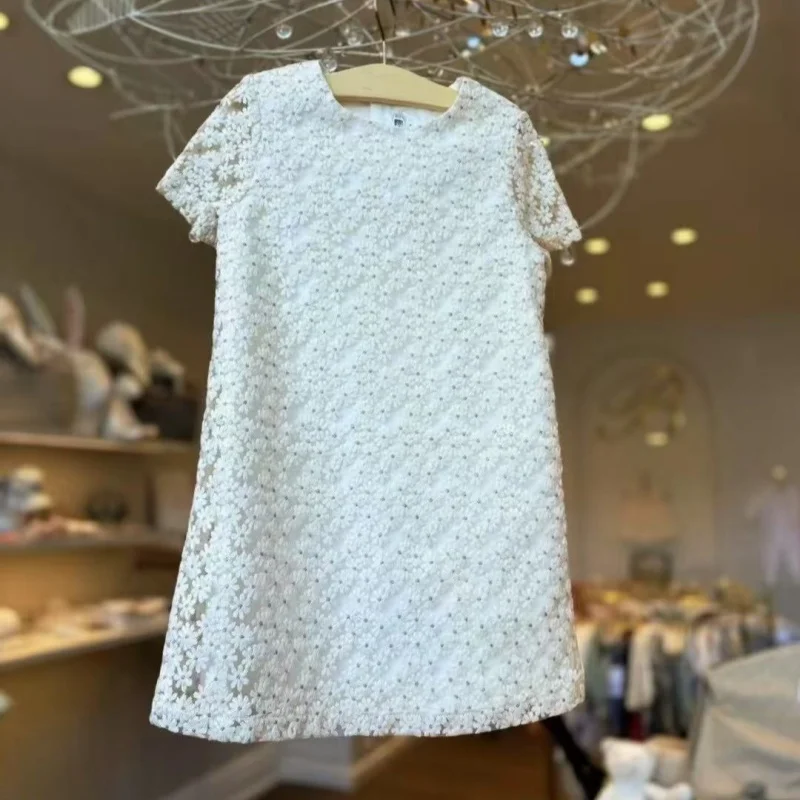 

Новое платье с цветочным узором для девочек BP, летняя одежда с круглым вырезом и короткими рукавами, хлопковое платье принцессы для девочек, детская одежда