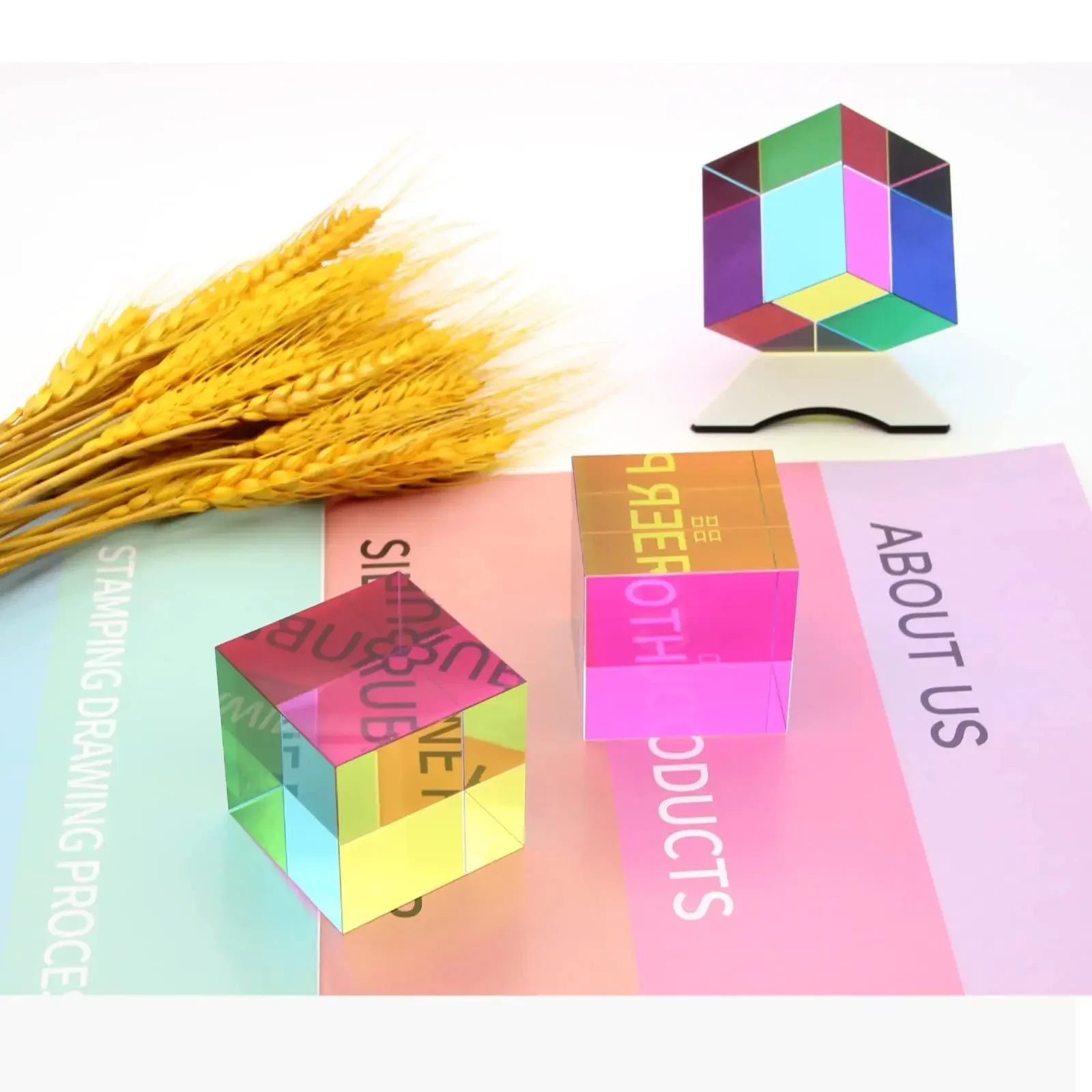 1pcs Magic Prism Cube 30 40 50 60 mm Hexahedral Crystal Magic Cmy Cube 3D Color Cube Prism For Photography image 4