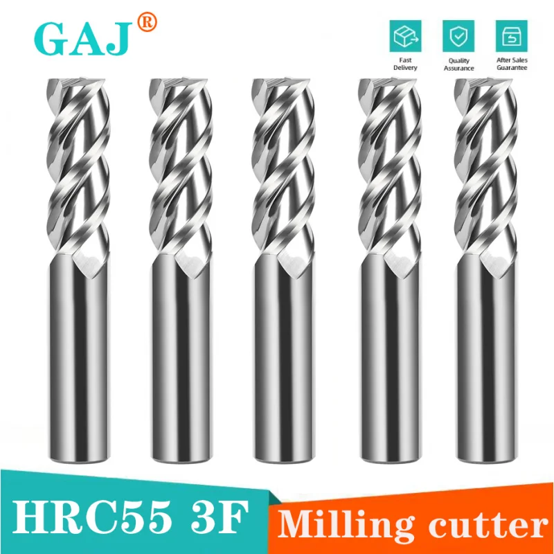 HRC55 3-Flute Aluminum For Milling Cutter Tungsten Stainless Steel Carbide Flat End Mill CNC Machining Center Endmills Tools