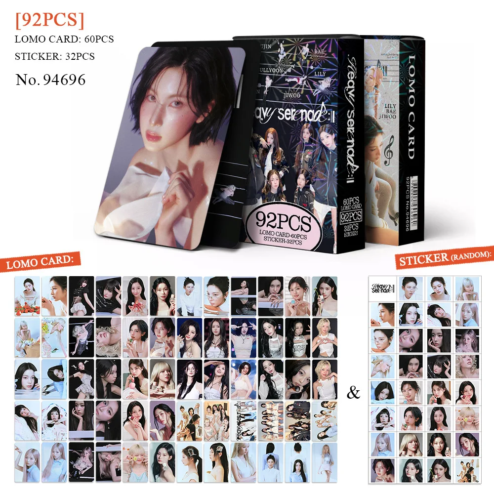 92 Peças/Conjunto de Cartões Lomo e Adesivos do Novo Álbum Heavy Serenade do Idol NMIXX, Postais LILY HAEWON SULLYOON BAE JIWOO KYUJIN, Presentes para Fãs