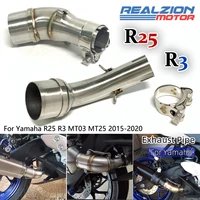 RZ YZFR3 YZFR25 motocicleta Slip On tubo de escape adaptador conector proceso de recubrimiento tubo medio para Yamaha YZF R3 R25 2013-2020