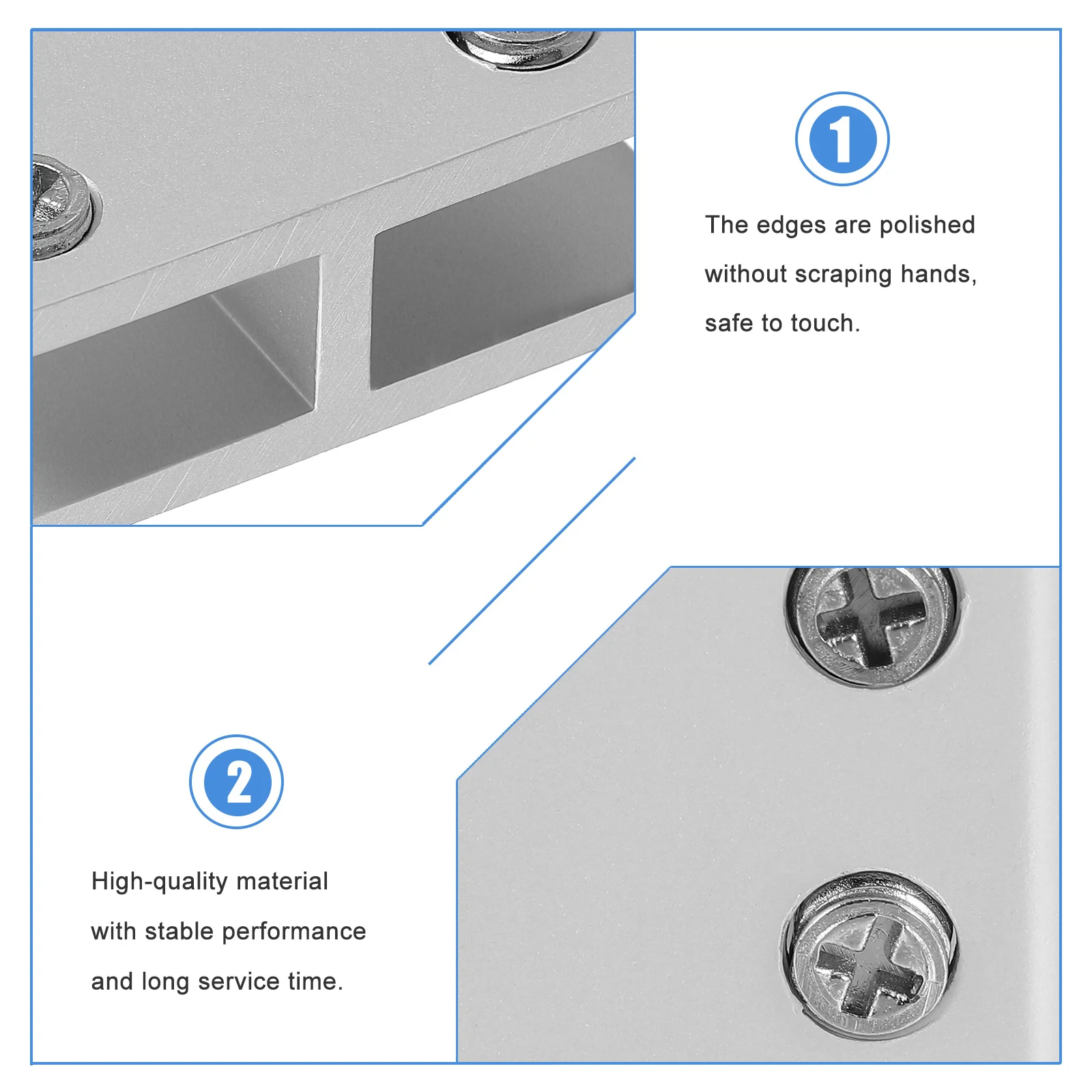 

4Pcs Glass Clamp Fixing Set for 10-12Mm Thick Panels Heavy Duty Aluminium Alloy Brackets 180 Degree Mounting Hardware