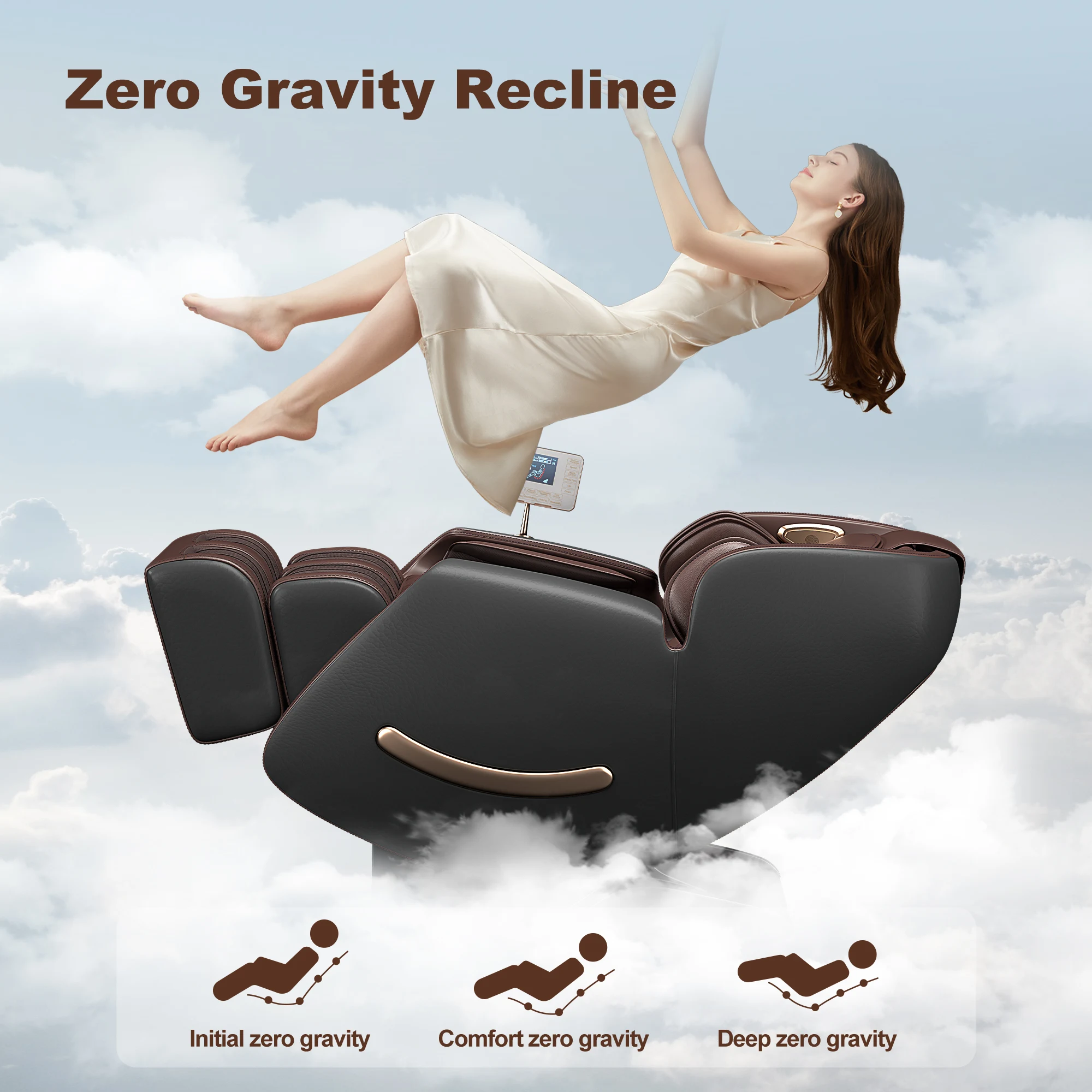 HOMEMASSA Full Body Zero Gravity Massage Chair with AI Voice Control SL Track Bluetooth Foot Rollers Full Body Airbags