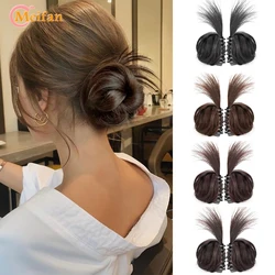 MEIFAN sintetico Half-tie Double Hair Bun disordinato artiglio basso Chignon Little Hair Bun Wrap Around Hairtail Extension per le donne