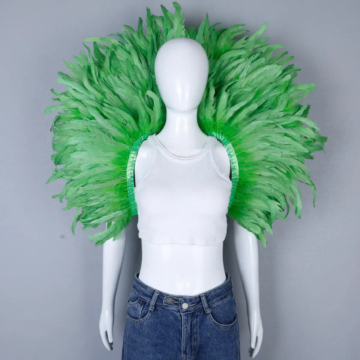 Party Luxus Schal Feder Cosplay Designer Punk Halloween Maskenball Karneval Feder Punk Karneval Party Bekleidung Zubehör – Detail 13