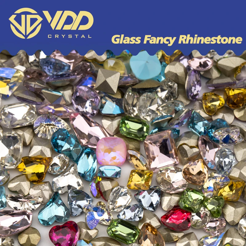 VDD 50 Stück/100 Stück hochwertige Glas-Strasssteine, Kristall-Glitzer-Steine mit runder Rückseite für Nagelkunst-Dekoration, DIY-Zubehör – Detail 3