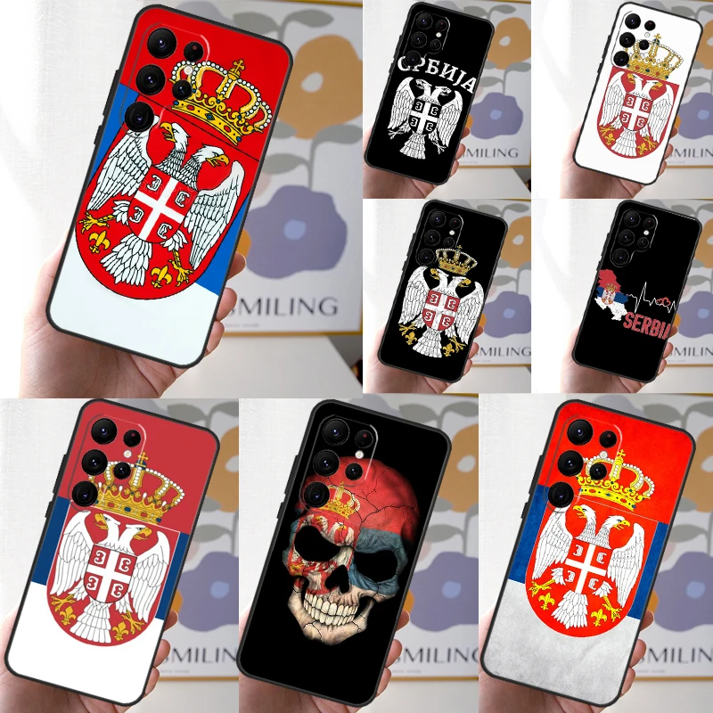 Flag of Serbia Serbian Case For Samsung Galaxy S24 S23 S22 S21 Ultra Note 20 S20 FE S8 S9 S10 Note 10 Plus Cover