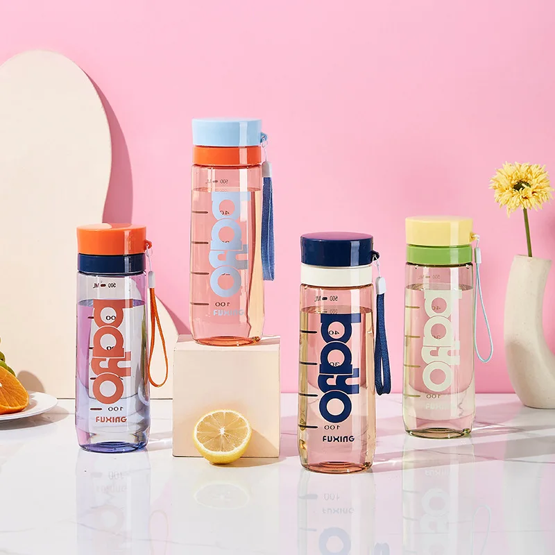 

500/600ML Portable Large Capacity Water Cup Plastic Cup Travel Outdoor Sports Leakage Sealing Water Bottle Frosted Plastic Cup