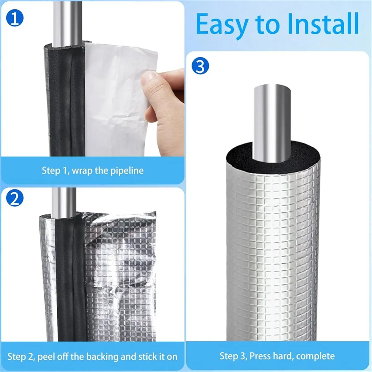 

*A91P 10 Pcs Pipe Insulation Foam Tube Self Adhesive Insulation Foam Wrap Aluminum Foil Pipe Covers for Spigot