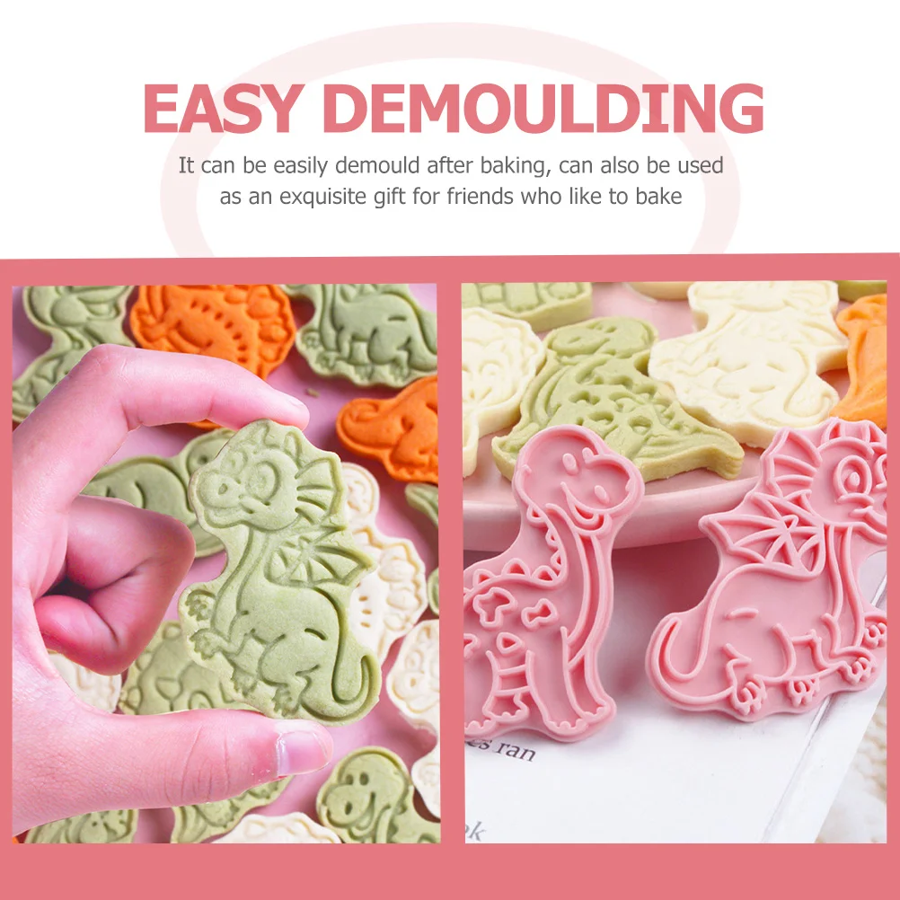 

8Pcs Dinosaur Cookie Cutters Plastic Biscuit Cookie Molds Fondant Cake Baking Stamps for Biscuit Cutter Cookies Cutter