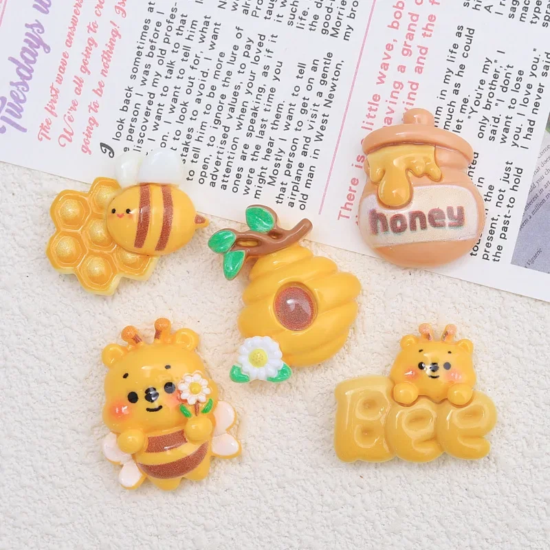 10/100pc Resin Patch Cute Bee Cartoon Cream Adhesive Accessories Creative Scrapbooking DIY Accessories Hairpin Resin Accessories