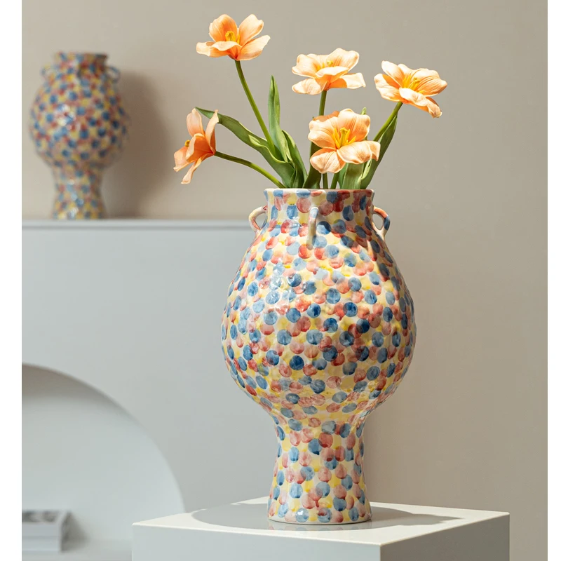 

Премиум Sense Of Personality, пять красочных керамических ваз с ручной росписью, нишевое искусство, мягкий декор, цветочные украшения для гостиной, прихожей