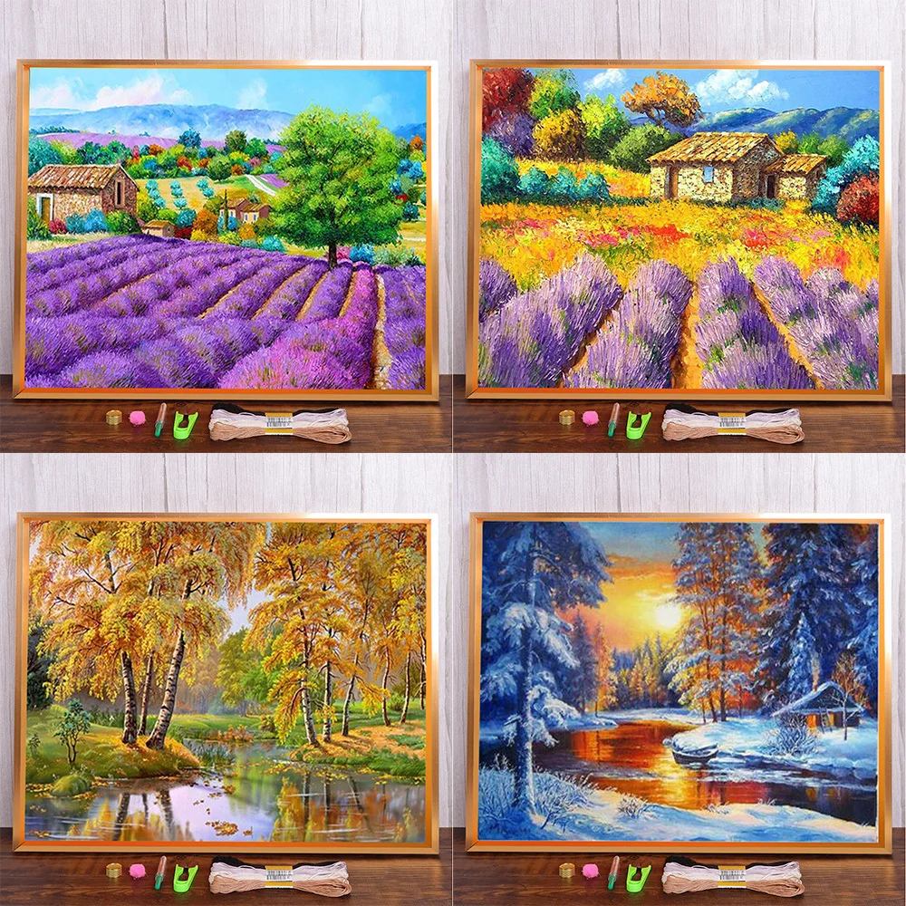 Fantasie Landschaft Natur gedruckt Kreuz stich Stickerei Full Kit Hobby Handwerk Handwerk hand gefertigte Design Wohnkultur für Erwachsene