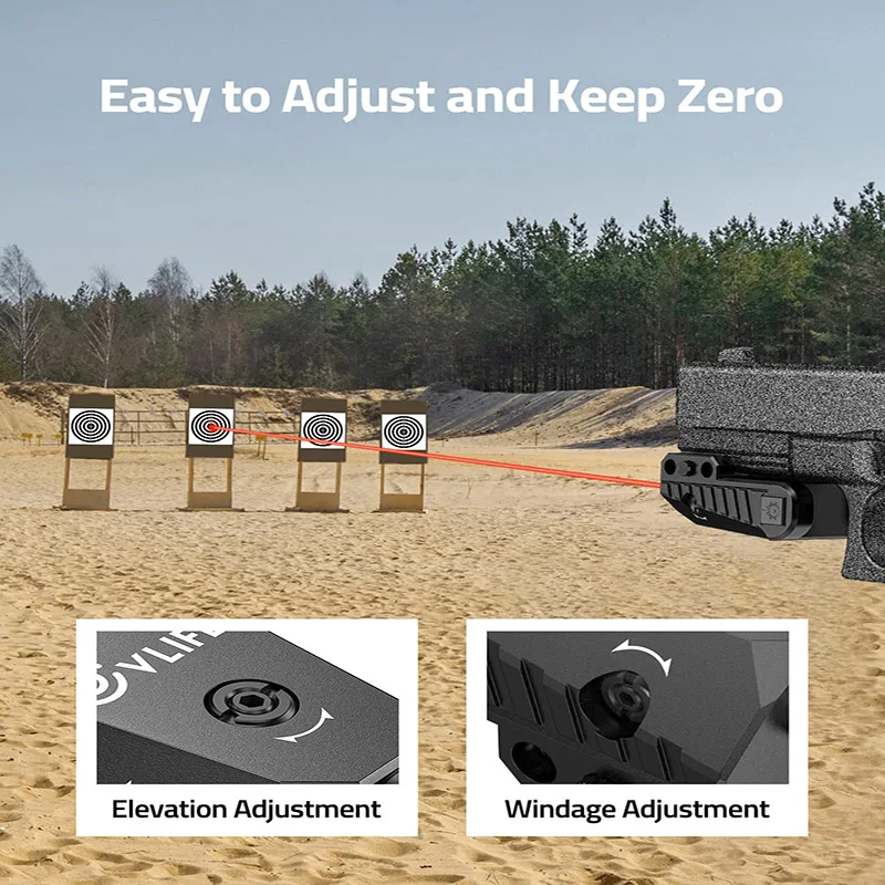 مسدس تكتيكي للرؤية بالليزر الأحمر Picatinny وضع ستروب للسكك الحديدية شحن مغناطيسي قابل لإعادة الشحن رؤية بالليزر من الألومنيوم