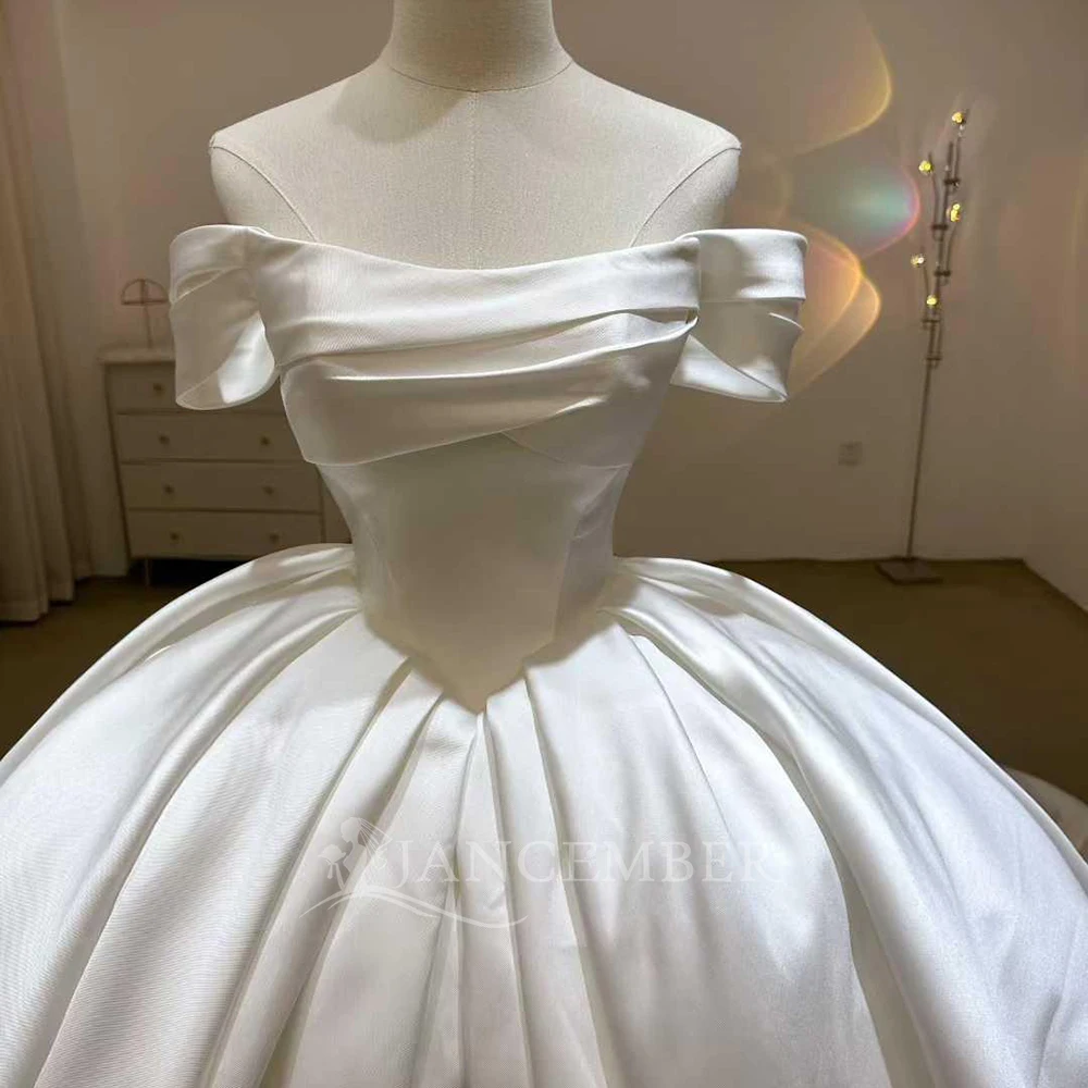 Abiti da sposa a maniche lunghe semplici personalizzati con abito da ballo per la sposa 2026 3 in 1 Promozione in raso Cappella Train robe de mariée