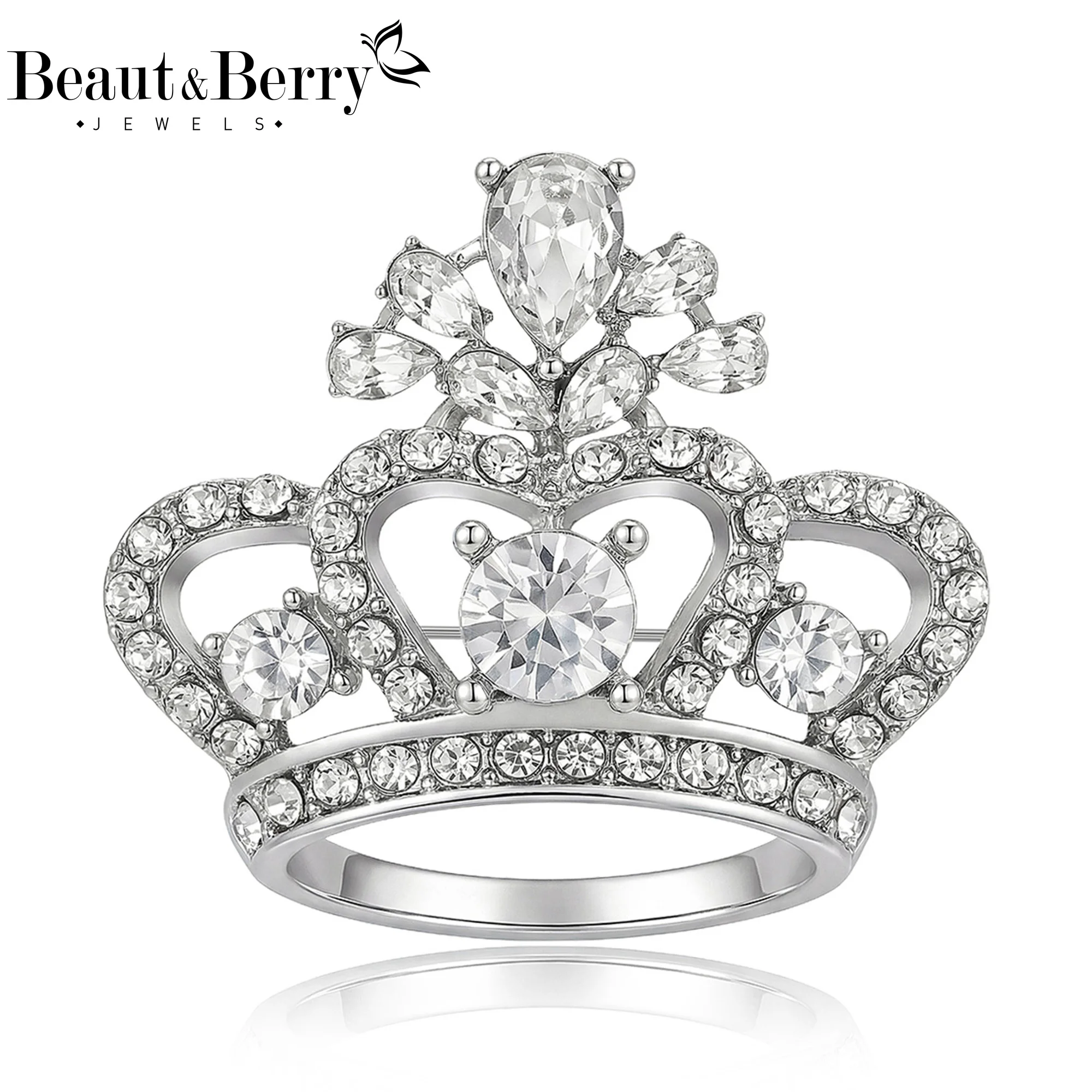 

Beaut&Berry Luxury Rhinestone Crown Brooches for Women Unisex Court Pins Casual Party Jewelry Accessories Gifts Decoration
